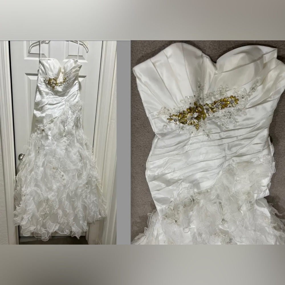 HOT Morilee by Madeline Gardner embellished jewel pleated ruffle wedding dress!